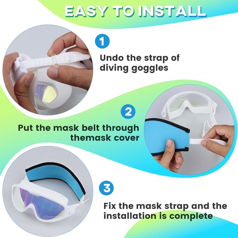 Dawitrly Scuba Mask Strap Cover, 2PCS Neoprene Dive Comfortable Non Slip Hair Protector Wrap, Waterproof Mask Slap Strap for Diving, Snorkel, Swimming for Men and Women Water Sports - Image 4